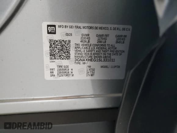✅ 2025 Chevrolet Equinox FWD LT • VIN: 3GNAXHEG1SL331011 • Lot: 61655775. Wystawiony na Copart z przebiegiem 263 mil. Bezpłatny archiwum sprzedaży aukcyjnych z USA i szczegółowy raport historii pojazdu na DreamBid. Zdjęcie 12.