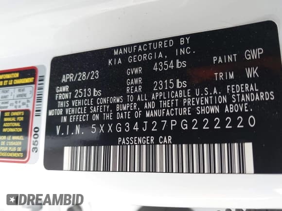 ✅ 2023 Kia K5 EX • VIN: 5XXG34J27PG222220 • Lot: 42647879. Wystawiony na IAAI z przebiegiem 31 256 mil. Bezpłatny archiwum sprzedaży aukcyjnych z USA i szczegółowy raport historii pojazdu na DreamBid. Zdjęcie 9.