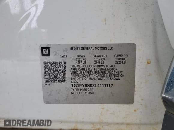 ✅ 2020 Chevrolet Bolt EV LT • VIN: 1G1FY6S03L4111117 • Lot: 82110955. Listed on Copart with 64,750 mi. Free auction sales archive from the USA and detailed vehicle history report at DreamBid. Image 23.