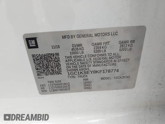 ✅ 2019 Chevrolet Silverado 2500HD LT • VIN: 1GC1KSEY0KF178774 • Лот: 42319711. Опубликован ранее на IAAI с пробегом 165 626 миль. Бесплатный доступ к архиву аукционных продаж из США и подробный отчёт об истории автомобиля на DreamBid. Изображение 9.