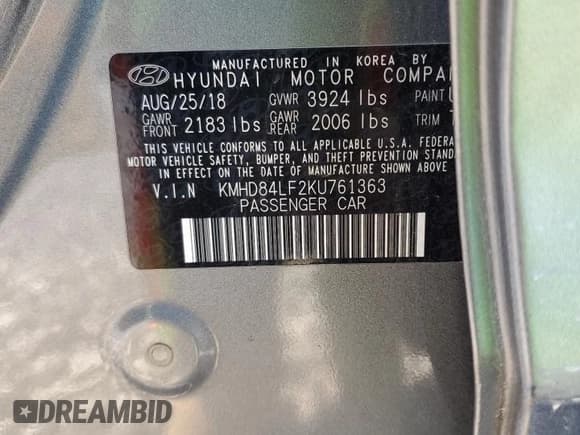 ✅ 2019 Hyundai Elantra SEL • VIN: KMHD84LF2KU761363 • Лот: 89679605. Опубликован ранее на Copart с пробегом 21 461 миль. Бесплатный доступ к архиву аукционных продаж из США и подробный отчёт об истории автомобиля на DreamBid. Изображение 12.