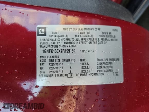 ✅ 2007 Chevrolet Tahoe LS • VIN: 1GNFK130X7R199139 • Лот: 84522395. Опубликован ранее на Copart с пробегом 143 551 миль. Бесплатный доступ к архиву аукционных продаж из США и подробный отчёт об истории автомобиля на DreamBid. Изображение 13.