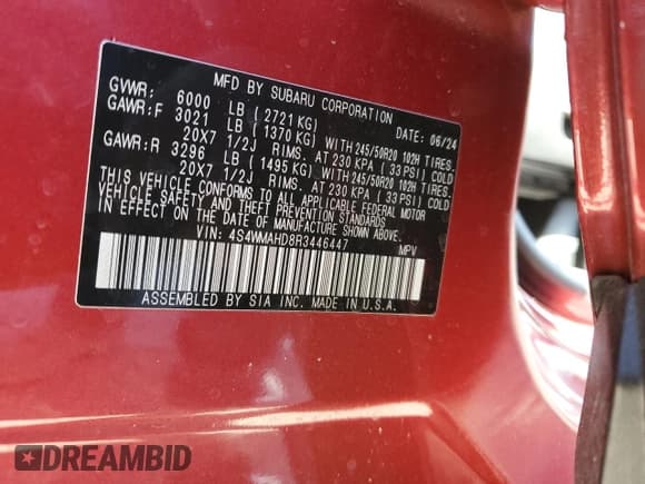 ✅ 2024 Subaru Ascent Onyx • VIN: 4S4WMAHD8R3446447 • Lot: 83852824. Listed on Copart with 5,311 mi. Free auction sales archive from the USA and detailed vehicle history report at DreamBid. Image 14.