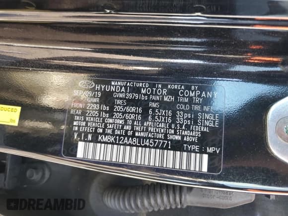 ✅ 2020 Hyundai Kona SE • VIN: KM8K12AA8LU457771 • Лот: 73576623. Опубликован ранее на Copart с пробегом Не указан. Бесплатный доступ к архиву аукционных продаж из США и подробный отчёт об истории автомобиля на DreamBid. Изображение 12.