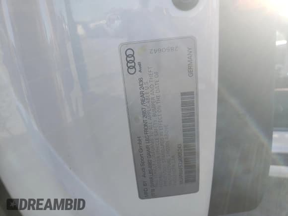 ✅ 2018 Audi RS 5 • VIN: WUAPWAF57JA905243 • Lot: 84246255. Listed on Copart with 82,285 mi. Free auction sales archive from the USA and detailed vehicle history report at DreamBid. Image 13.