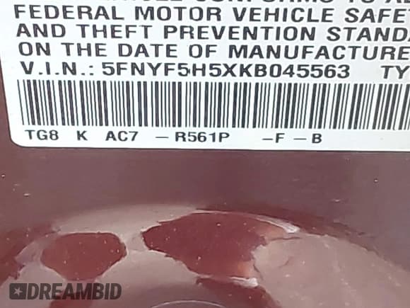 ✅ 2019 Honda Pilot EX-L • VIN: 5FNYF5H5XKB045563 • Лот: 42329311. Опубликован ранее на IAAI с пробегом 46 903 миль. Бесплатный доступ к архиву аукционных продаж из США и подробный отчёт об истории автомобиля на DreamBid. Изображение 9.