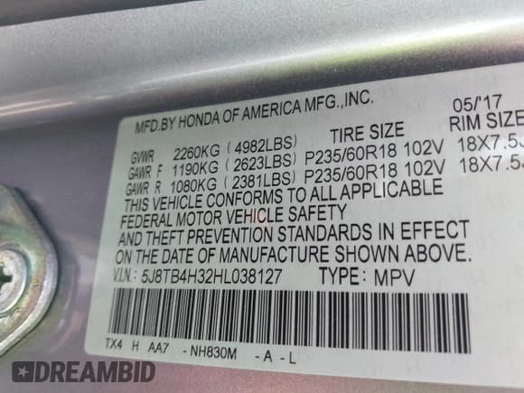 ✅ 2017 Acura RDX • VIN: 5J8TB4H32HL038127 • Lot: 42134666. Listed on IAAI with 116,264 mi. Free auction sales archive from the USA and detailed vehicle history report at DreamBid. Image 9.