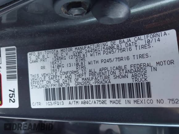 ✅ 2015 Toyota Tacoma PreRunner • VIN: 3TMJU4GN1FM180726 • Lot: 43312964. Wystawiony na IAAI z przebiegiem Nie podano. Bezpłatny archiwum sprzedaży aukcyjnych z USA i szczegółowy raport historii pojazdu na DreamBid. Zdjęcie 9.