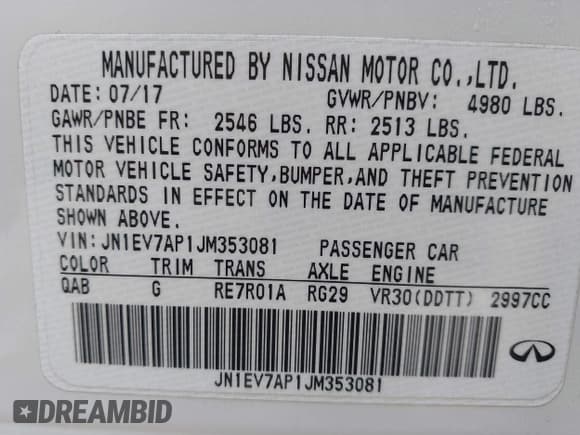 ✅ 2018 Infiniti Q50 Sport • VIN: JN1EV7AP1JM353081 • Lot: 43629948. Listed on IAAI with 84,349 mi. Free auction sales archive from the USA and detailed vehicle history report at DreamBid. Image 9.