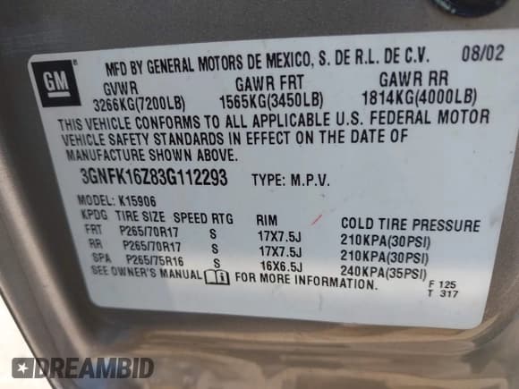 ✅ 2003 Chevrolet Suburban LS • VIN: 3GNFK16Z83G112293 • Лот: 43072944. Опубликован ранее на IAAI с пробегом Не указан. Бесплатный доступ к архиву аукционных продаж из США и подробный отчёт об истории автомобиля на DreamBid. Изображение 9.