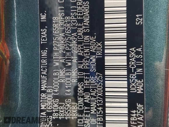 ✅ 2007 Toyota Tundra SR5 • VIN: 5TFBT54137X005257 • Lot: 82508225. Listed on Copart with 200,528 mi. Free auction sales archive from the USA and detailed vehicle history report at DreamBid. Image 12.