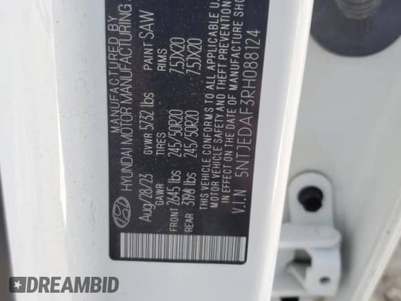 2024 Hyundai Santa Cruz Limited with VIN 5NTJEDAF3RH088124, listed as a Copart auction lot 72719164 with 18,616 mi miles and Salvage title. Bid and sale history available at DreamBid. Image 13.