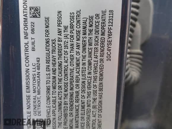 2023 Chevrolet Silverado 3500HD Work Truck z VIN 1GC4YSEY6PF123118, wystawiony jako Copart lot #83081544 z przebiegiem 137 122 mil mil oraz Szkoda całkowita • Salvage title. Historia ofert i sprzedaży dostępna na DreamBid. Obrazek 12.
