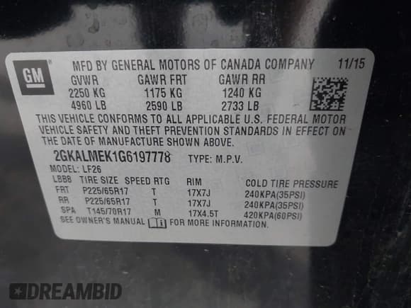 ✅ 2016 GMC Terrain SLE • VIN: 2GKALMEK1G6197778 • Lot: 43395711. Listed on IAAI with 204,542 mi. Free auction sales archive from the USA and detailed vehicle history report at DreamBid. Image 9.