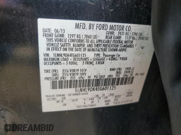 ✅ 2014 Lincoln MKS • VIN: 1LNHL9DK4EG601125 • Лот: 81664005. Опубликован ранее на Copart с пробегом 311 939 миль. Бесплатный доступ к архиву аукционных продаж из США и подробный отчёт об истории автомобиля на DreamBid. Изображение 12.