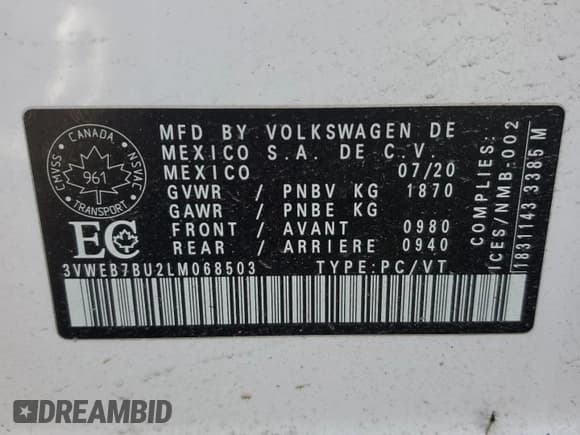 ✅ 2020 Volkswagen Jetta SEL • VIN: 3VWEB7BU2LM068503 • Lot: 52769105. Wystawiony na Copart z przebiegiem 118 016 mil. Bezpłatny archiwum sprzedaży aukcyjnych z USA i szczegółowy raport historii pojazdu na DreamBid. Zdjęcie 13.