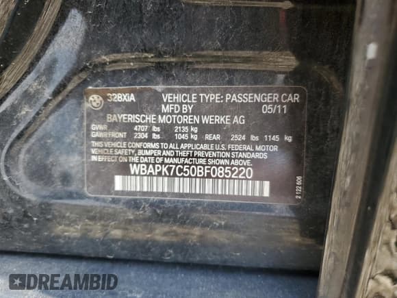 ✅ 2011 BMW 3 Series 328i xDrive • VIN: WBAPK7C50BF085220 • Lot: 52437995. Wystawiony na Copart z przebiegiem 87 887 mil. Bezpłatny archiwum sprzedaży aukcyjnych z USA i szczegółowy raport historii pojazdu na DreamBid. Zdjęcie 14.