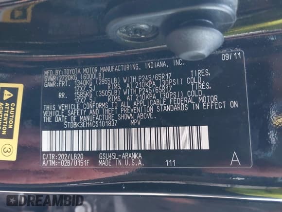 ✅ 2012 Toyota Highlander • VIN: 5TDBK3EH4CS101837 • Лот: 43061938. Опубликован ранее на IAAI с пробегом 176 191 миль. Бесплатный доступ к архиву аукционных продаж из США и подробный отчёт об истории автомобиля на DreamBid. Изображение 9.