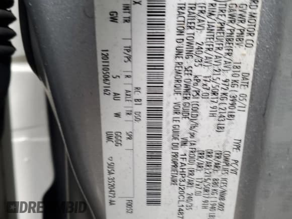 ✅ 2012 Ford Focus Titanium • VIN: 1FAHP3J20CL148769 • Lot: 86096995. Listed on Copart with 250,973 mi. Free auction sales archive from the USA and detailed vehicle history report at DreamBid. Image 13.