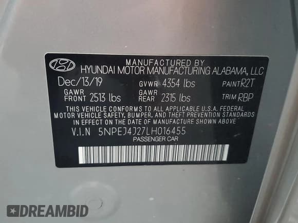 ✅ 2020 Hyundai Sonata SEL Plus • VIN: 5NPEJ4J27LH016455 • Лот: 87018095. Опубликован ранее на Copart с пробегом 67 031 миль. Бесплатный доступ к архиву аукционных продаж из США и подробный отчёт об истории автомобиля на DreamBid. Изображение 12.