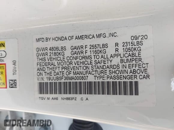✅ 2021 Acura TLX • VIN: 19UUB5F36MA000807 • Lot: 42286682. Listed on IAAI with Not provided. Free auction sales archive from the USA and detailed vehicle history report at DreamBid. Image 9.