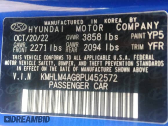 2023 Hyundai Elantra SEL z VIN KMHLM4AG8PU452572, wystawiony jako IAAI lot #43279239 z przebiegiem 51 009 mil mil oraz . Historia ofert i sprzedaży dostępna na DreamBid. Obrazek 9.