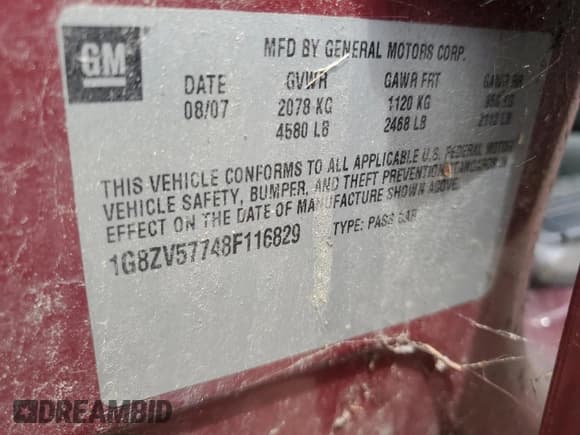 ✅ 2008 Saturn Aura XR • VIN: 1G8ZV57748F116829 • Lot: 63165385. Listed on Copart with 66,678 mi. Free auction sales archive from the USA and detailed vehicle history report at DreamBid. Image 12.