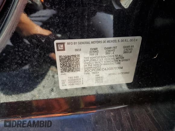 ✅ 2018 Chevrolet Silverado 1500 LT • VIN: 3GCPCREC4JG570304 • Lot: 90683375. Listed on Copart with 86,304 mi. Free auction sales archive from the USA and detailed vehicle history report at DreamBid. Image 12.