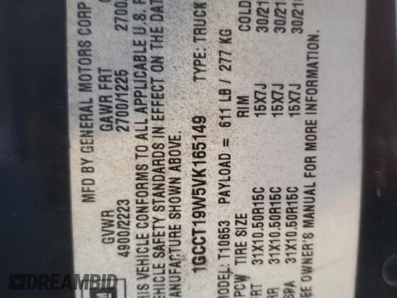 ✅ 1997 Chevrolet S-10 LS • VIN: 1GCCT19W5VK165149 • Лот: 84737374. Опубликован ранее на Copart с пробегом 147 258 миль. Бесплатный доступ к архиву аукционных продаж из США и подробный отчёт об истории автомобиля на DreamBid. Изображение 13.