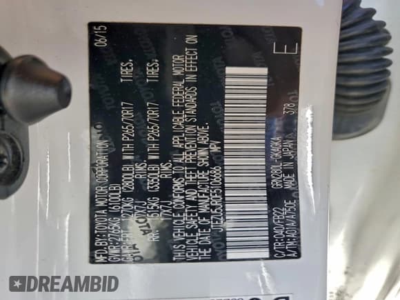 ✅ 2015 Toyota 4Runner SR5 • VIN: JTEZU5JR0F5106686 • Lot: 93908445. Wystawiony na Copart z przebiegiem 157 485 mil. Bezpłatny archiwum sprzedaży aukcyjnych z USA i szczegółowy raport historii pojazdu na DreamBid. Zdjęcie 13.