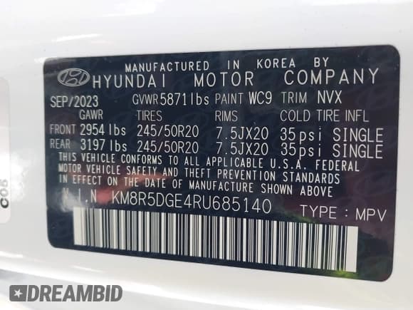 ✅ 2024 Hyundai Palisade Limited • VIN: KM8R5DGE4RU685140 • Лот: 41293642. Опубликован ранее на IAAI с пробегом 5 954 миль. Бесплатный доступ к архиву аукционных продаж из США и подробный отчёт об истории автомобиля на DreamBid. Изображение 9.