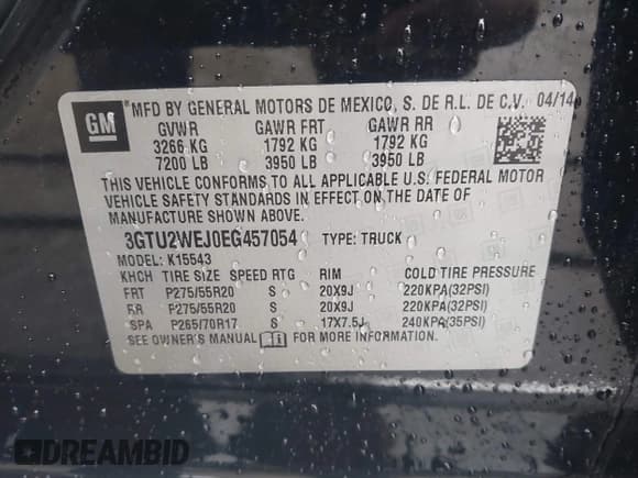 ✅ 2014 GMC Sierra 1500 Denali • VIN: 3GTU2WEJ0EG457054 • Lot: 43743892. Listed on IAAI with 115,647 mi. Free auction sales archive from the USA and detailed vehicle history report at DreamBid. Image 9.