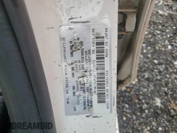 ✅ 2013 Mazda 3 i Touring • VIN: JM1BL1LP4D1750273 • Lot: 57912495. Listed on Copart with 147,444 mi. Free auction sales archive from the USA and detailed vehicle history report at DreamBid. Image 12.