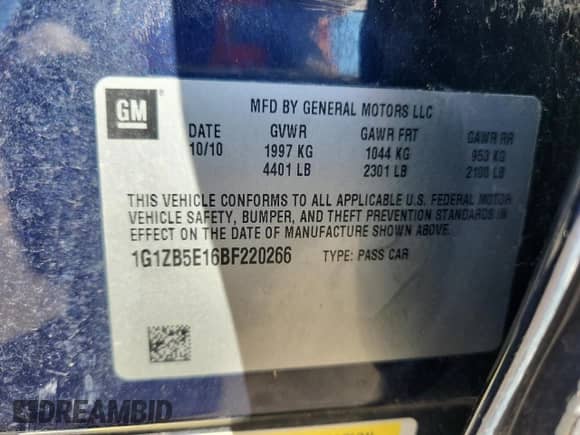 2011 Chevrolet Malibu 1LS z VIN 1G1ZB5E16BF220266, wystawiony jako Copart lot #84942085 z przebiegiem 216 547 mil mil oraz Szkoda całkowita • Salvage title. Historia ofert i sprzedaży dostępna na DreamBid. Obrazek 12.