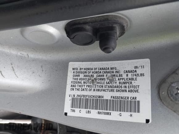 ✅ 2012 Honda Civic LX • VIN: 2HGFB2F55CH525804 • Лот: 43776683. Опубликован ранее на IAAI с пробегом Не указан. Бесплатный доступ к архиву аукционных продаж из США и подробный отчёт об истории автомобиля на DreamBid. Изображение 9.