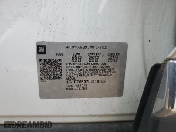 ✅ 2020 Chevrolet Bolt EV Premier • VIN: 1G1FZ6S07L4119105 • Lot: 90412075. Listed on Copart with Not provided. Free auction sales archive from the USA and detailed vehicle history report at DreamBid. Image 13.