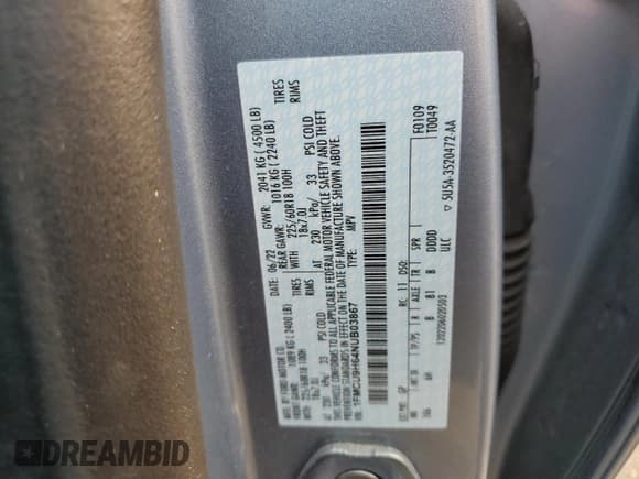 ✅ 2022 Ford Escape SEL • VIN: 1FMCU9H64NUB03867 • Lot: 66936615. Listed on Copart with 64,028 mi. Free auction sales archive from the USA and detailed vehicle history report at DreamBid. Image 13.