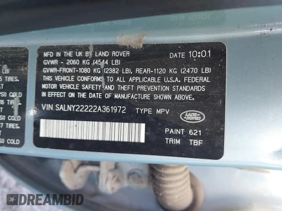 ✅ 2002 Land Rover Freelander • VIN: SALNY22222A361972 • Лот: 41713070. Опубликован ранее на IAAI с пробегом Не указан. Бесплатный доступ к архиву аукционных продаж из США и подробный отчёт об истории автомобиля на DreamBid. Изображение 9.