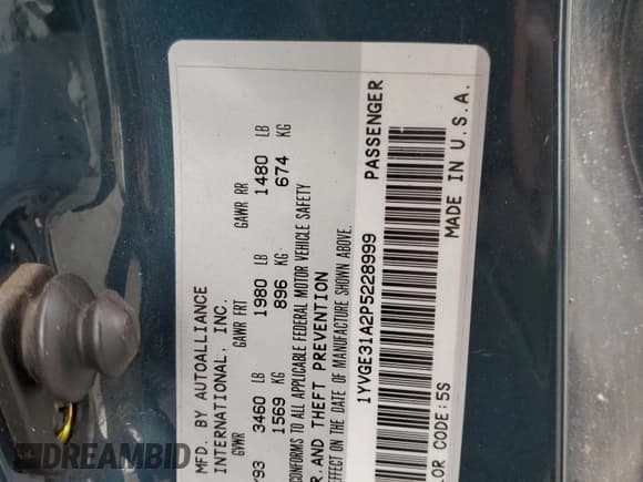 ✅ 1993 Mazda MX-6 • VIN: 1YVGE31A2P5228999 • Lot: 80751524. Wystawiony na Copart z przebiegiem 138 398 mil. Bezpłatny archiwum sprzedaży aukcyjnych z USA i szczegółowy raport historii pojazdu na DreamBid. Zdjęcie 12.