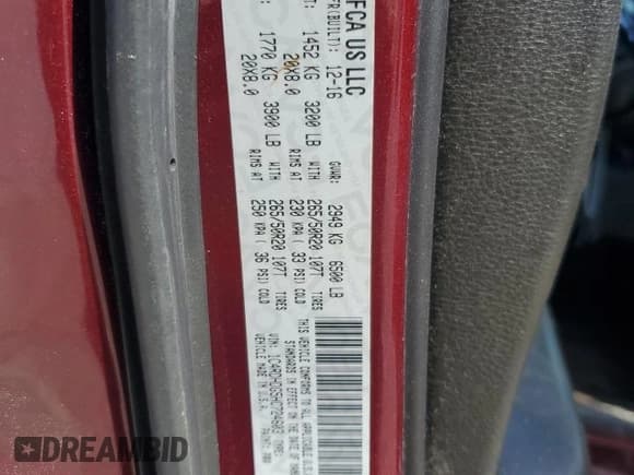 ✅ 2017 Dodge Durango GT • VIN: 1C4RDHDG5HC724603 • Lot: 69903215. Listed on Copart with 143,092 mi. Free auction sales archive from the USA and detailed vehicle history report at DreamBid. Image 13.