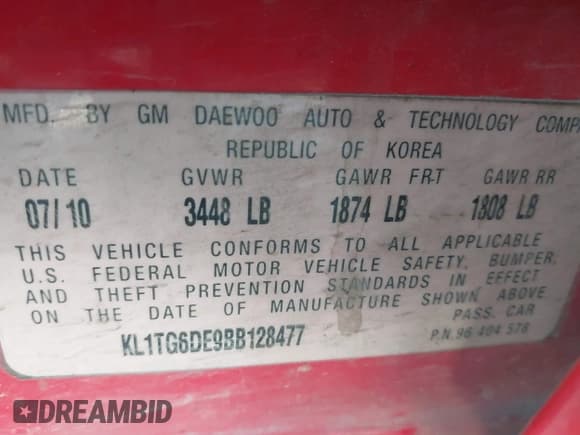 ✅ 2011 Chevrolet Aveo 2LT • VIN: KL1TG6DE9BB128477 • Lot: 41991094. Wystawiony na IAAI z przebiegiem 166 424 mil. Bezpłatny archiwum sprzedaży aukcyjnych z USA i szczegółowy raport historii pojazdu na DreamBid. Zdjęcie 9.