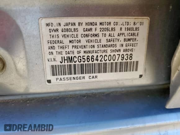 2002 Honda Accord EX z VIN JHMCG56642C007938, wystawiony jako Copart lot #91113885 z przebiegiem 214 242 mil mil oraz Czysty tytuł • Clean title. Historia ofert i sprzedaży dostępna na DreamBid. Obrazek 12.