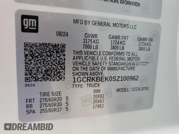 ✅ 2025 Chevrolet Silverado 1500 • VIN: 1GCRKBEK0SZ100962 • Lot: 50736905. Wystawiony na Copart z przebiegiem 1 426 mil. Bezpłatny archiwum sprzedaży aukcyjnych z USA i szczegółowy raport historii pojazdu na DreamBid. Zdjęcie 12.