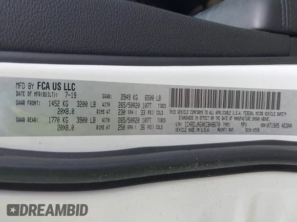 ✅ 2019 Dodge Durango SXT Plus • VIN: 1C4RDJAG0KC848670 • Lot: 42480194. Wystawiony na IAAI z przebiegiem 106 260 mil. Bezpłatny archiwum sprzedaży aukcyjnych z USA i szczegółowy raport historii pojazdu na DreamBid. Zdjęcie 9.