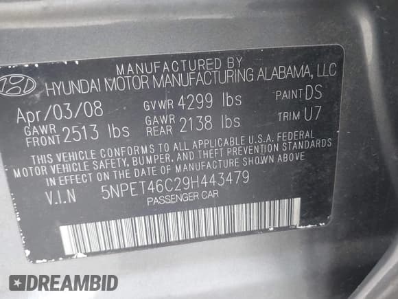 ✅ 2009 Hyundai Sonata GLS • VIN: 5NPET46C29H443479 • Лот: 43578921. Опубликован ранее на IAAI с пробегом 133 604 миль. Бесплатный доступ к архиву аукционных продаж из США и подробный отчёт об истории автомобиля на DreamBid. Изображение 9.