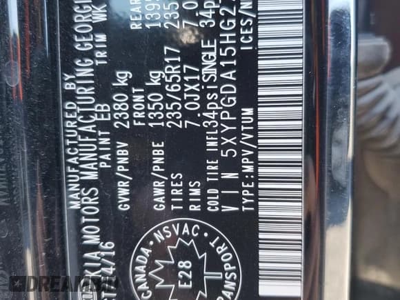 ✅ 2017 Kia Sorento LX Turbo • VIN: 5XYPGDA15HG270873 • Lot: 80799055. Listed on Copart with 193,033 mi. Free auction sales archive from the USA and detailed vehicle history report at DreamBid. Image 14.