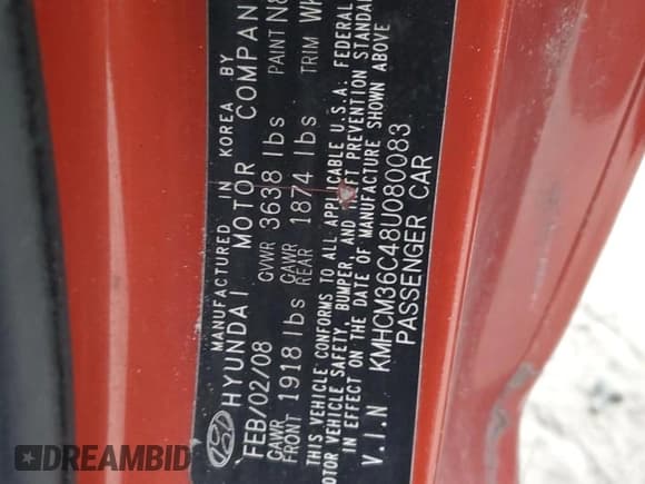 ✅ 2008 Hyundai Accent GS • VIN: KMHCM36C48U080083 • Лот: 47137185. Опубликован ранее на Copart с пробегом 127 564 миль. Бесплатный доступ к архиву аукционных продаж из США и подробный отчёт об истории автомобиля на DreamBid. Изображение 14.