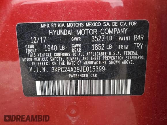 2018 Hyundai Accent SE с VIN 3KPC24A39JE015399, выставлен на аукционе Copart как лот 80894195 с пробегом 51 777 миль миль и Списание • Salvage title. История ставок и продаж доступна на DreamBid. Изображение 12.