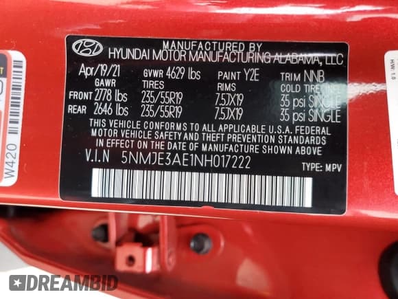 ✅ 2022 Hyundai Tucson Limited • VIN: 5NMJE3AE1NH017222 • Lot: 70725062. Wystawiony na Copart z przebiegiem 18 527 mil. Bezpłatny archiwum sprzedaży aukcyjnych z USA i szczegółowy raport historii pojazdu na DreamBid. Zdjęcie 12.