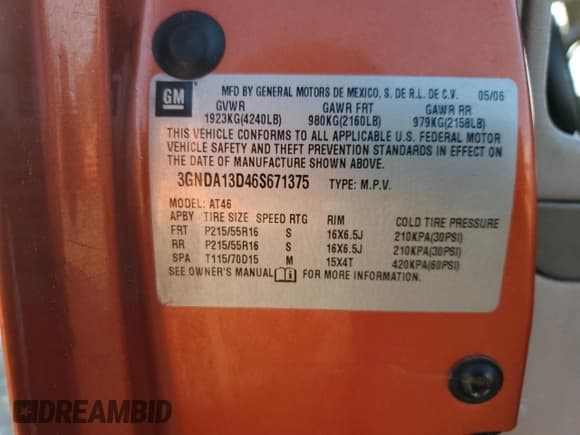 ✅ 2006 Chevrolet HHR LS • VIN: 3GNDA13D46S671375 • Lot: 83814924. Listed on Copart with Not provided. Free auction sales archive from the USA and detailed vehicle history report at DreamBid. Image 13.